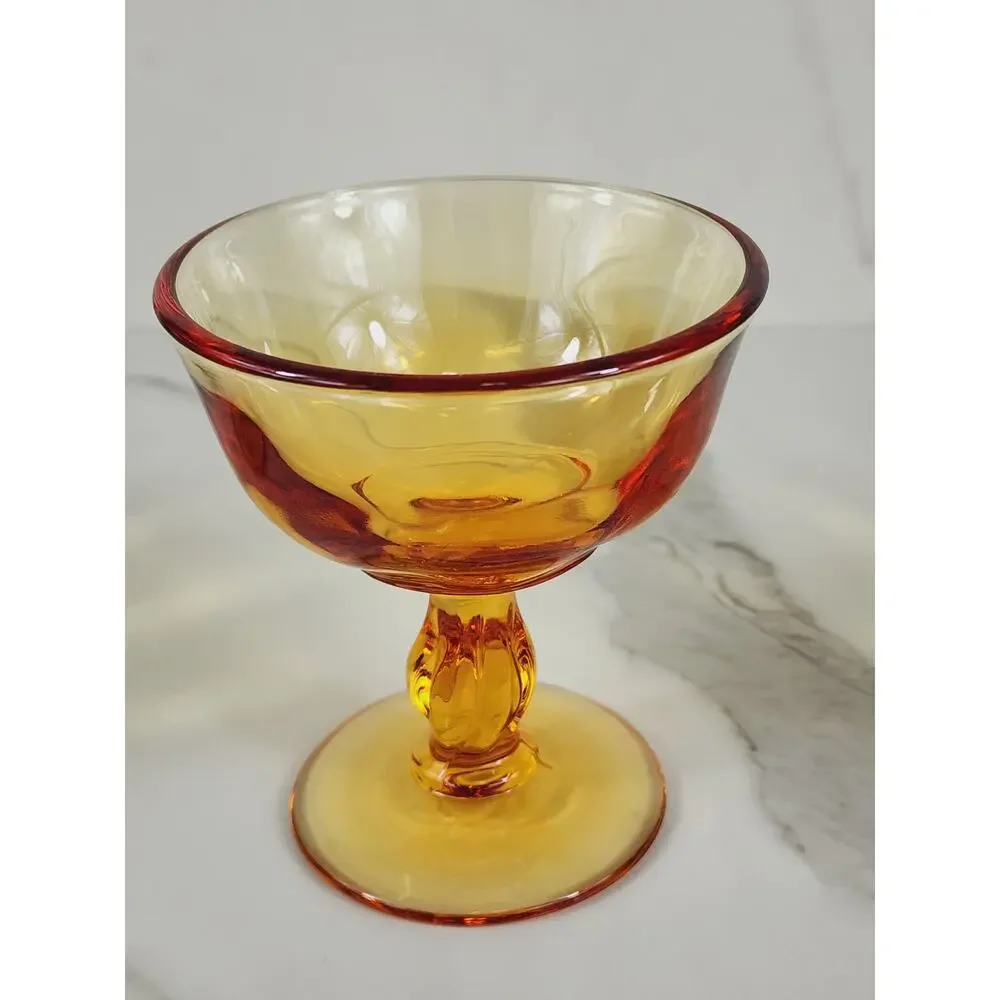Tiffin Franciscan Amber Glass Sherbet Dessert 4